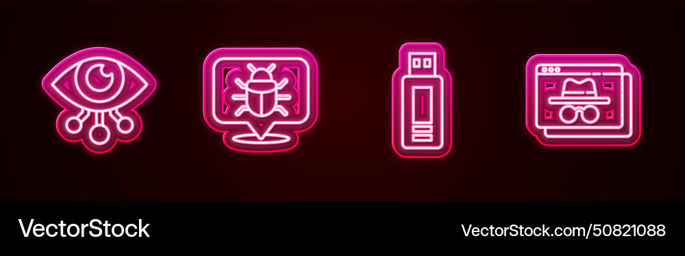 Set line eye scan system bug usb flash drive Set line eye scan system bug usb flash drive vector image