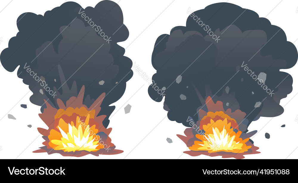 Set of shell exploding on ground isolated Set of shell exploding on ground isolated vector image
