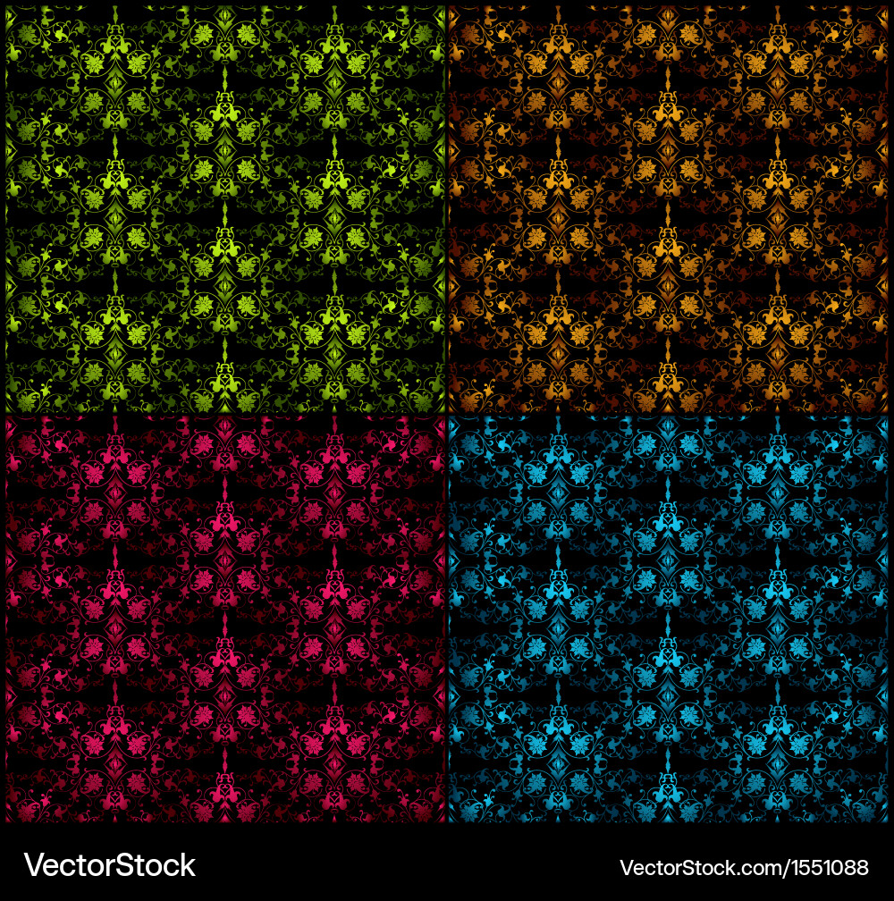 Set seamless damask pattern vector image