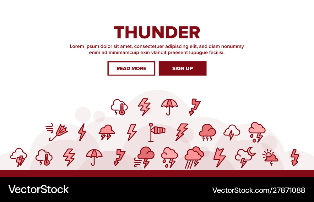 Thunder and lightning landing header Thunder and lightning landing header Vector Image