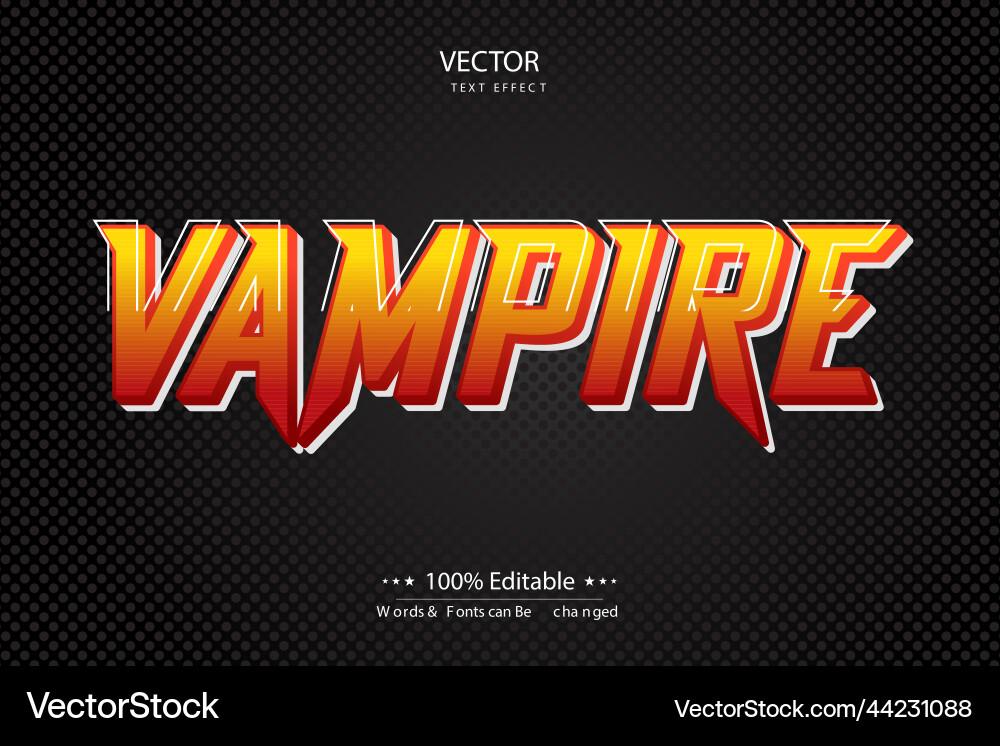 Vampire modern editable text effect design vector image
