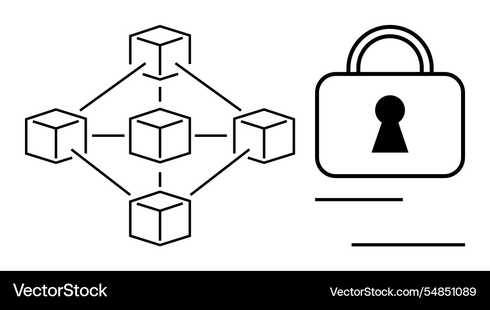 Blockchain network structure connected to security Blockchain network structure connected to security Vector Image