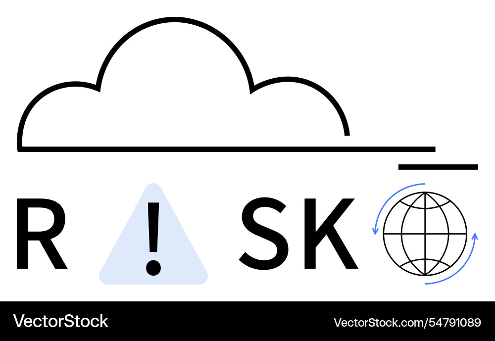 Cloud computing risk management with warning Cloud computing risk management with warning vector image