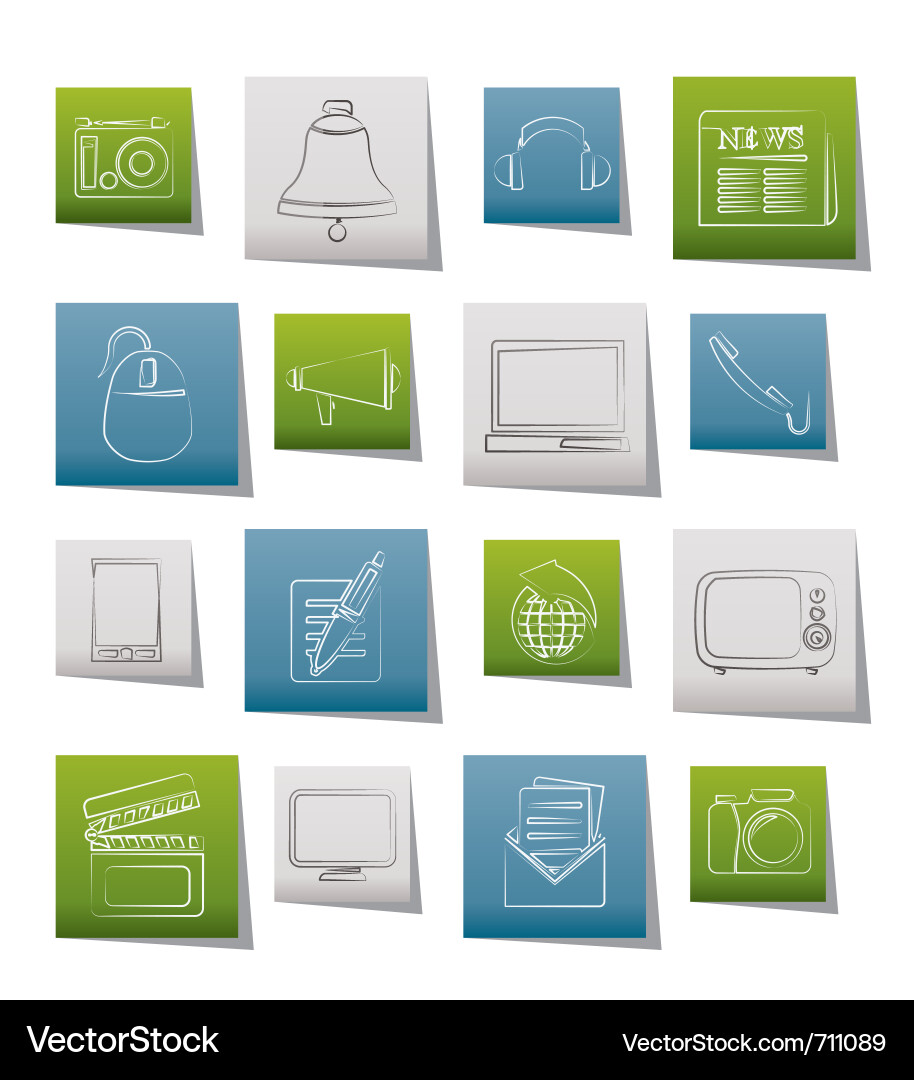 Communication and Media Icons Vector Image