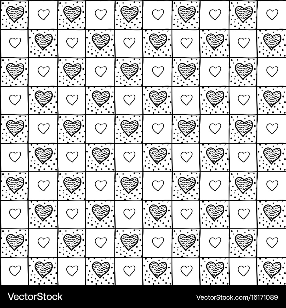Cute simple seamless checkered pattern with hearts Vector Image
