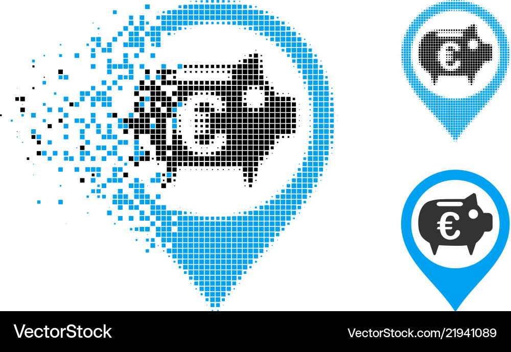 Decomposed pixelated halftone euro bank pointer Decomposed pixelated halftone euro bank pointer vector image