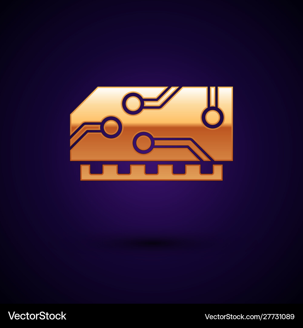 Gold ram random access memory icon isolated Gold ram random access memory icon isolated vector image
