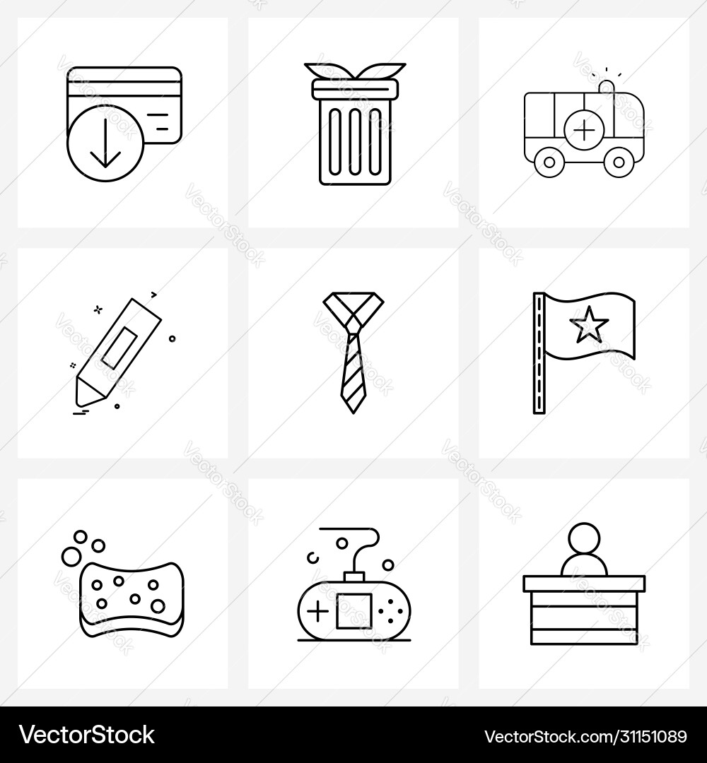 Isolated symbols set 9 simple line icons vector image