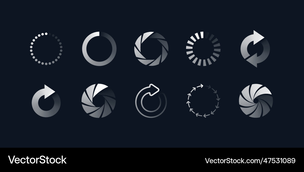 Loading symbols set Loading symbols set vector image