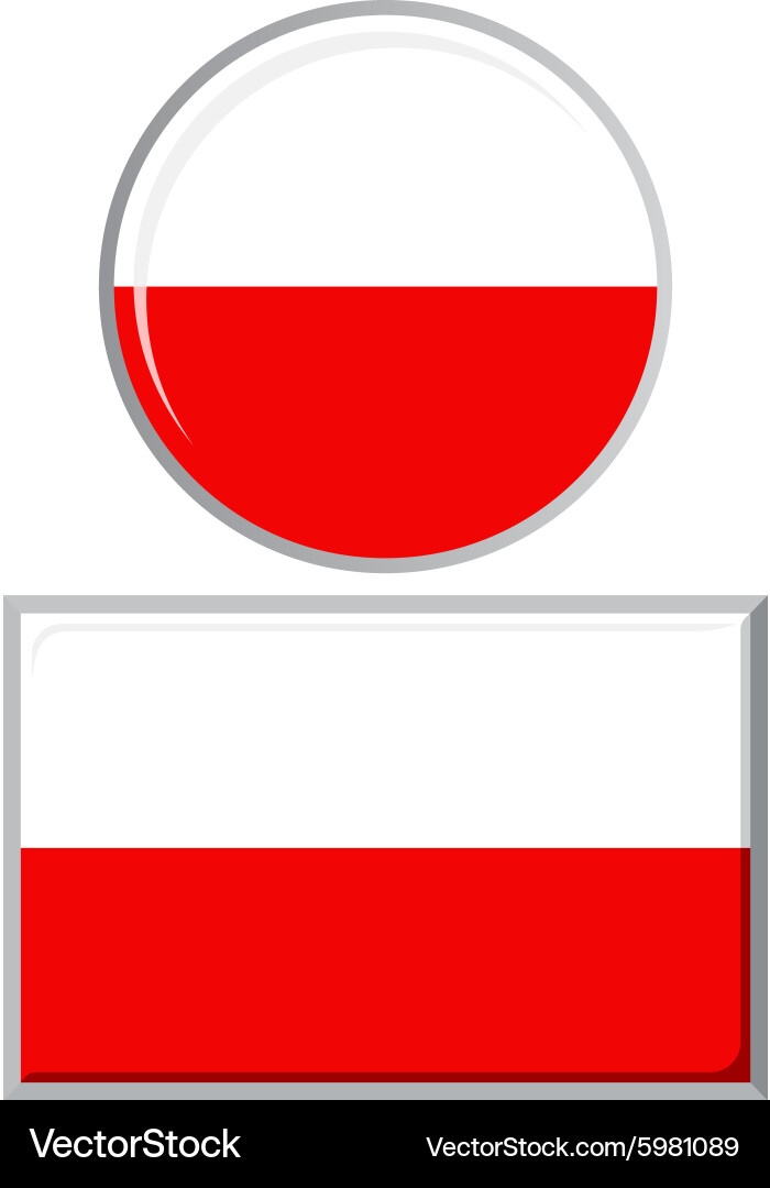 Polish Flag Round and Square Icons Vector Image