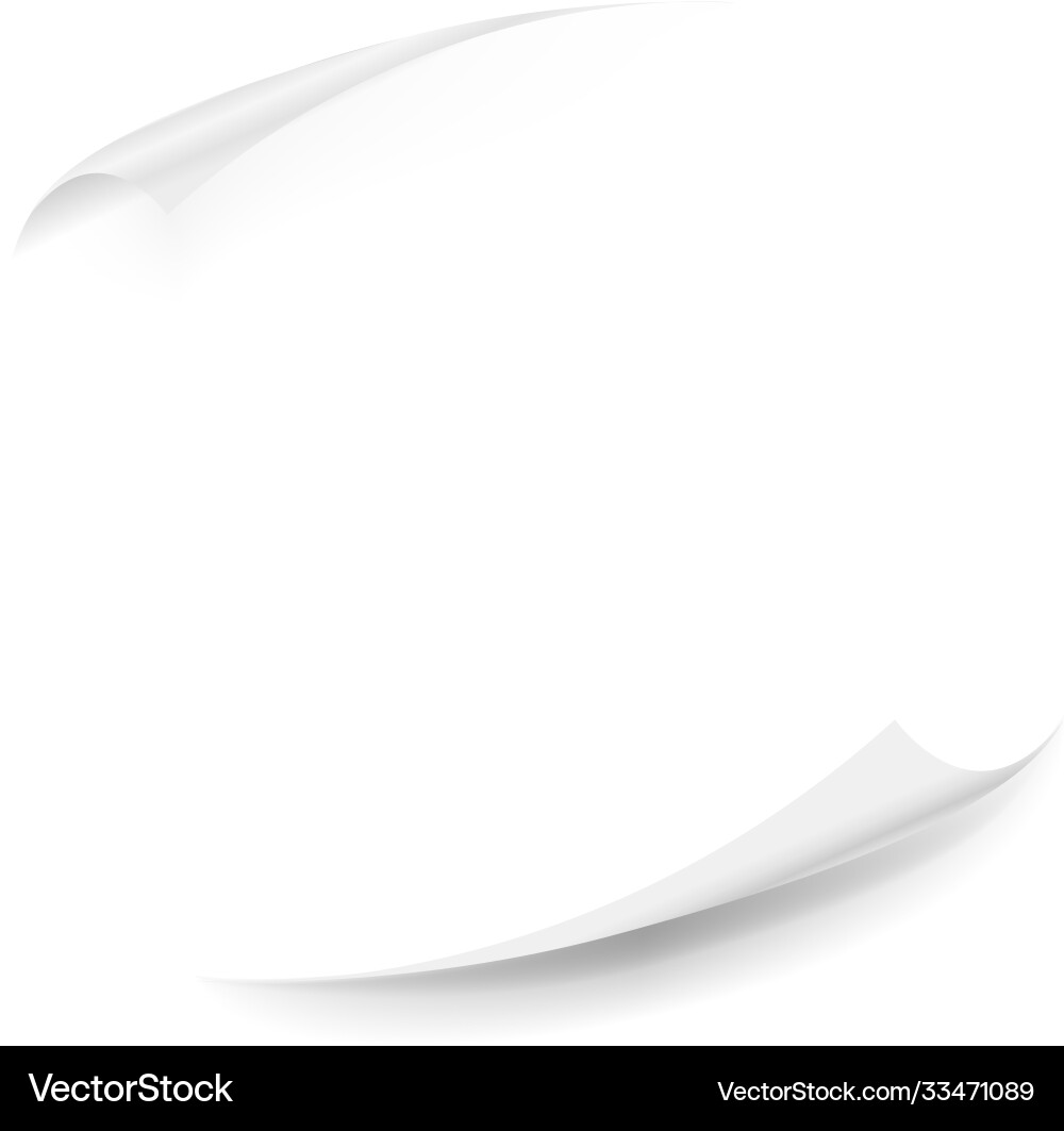 Realistic page curl with shadow on white backdrop vector image