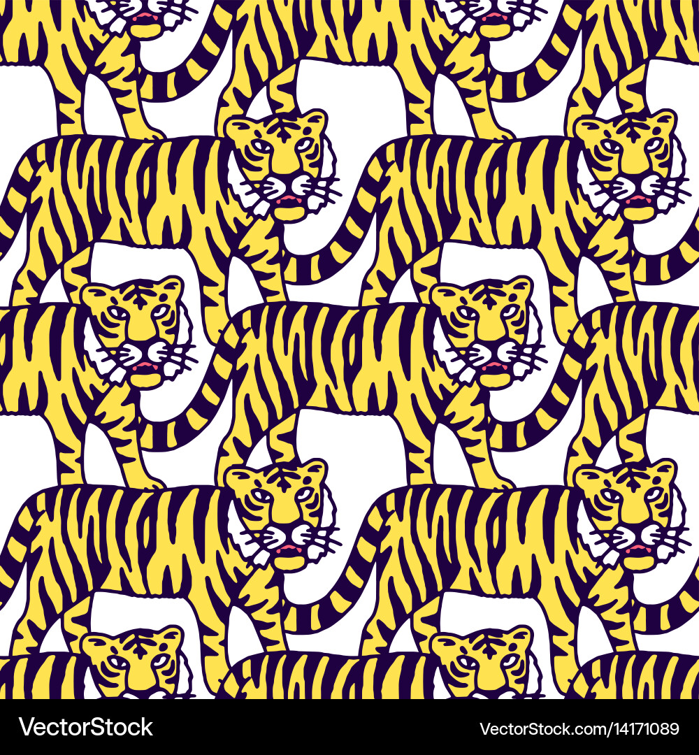 Roaring Tiger Cartoon Vector Image