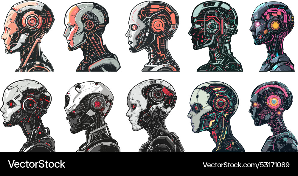 Robot artificial intelligence cybernetics Robot artificial intelligence cybernetics vector image