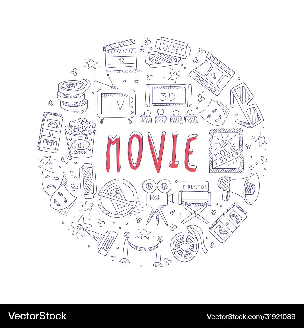 Round pattern with contours cinema attributes Round pattern with contours cinema attributes vector image