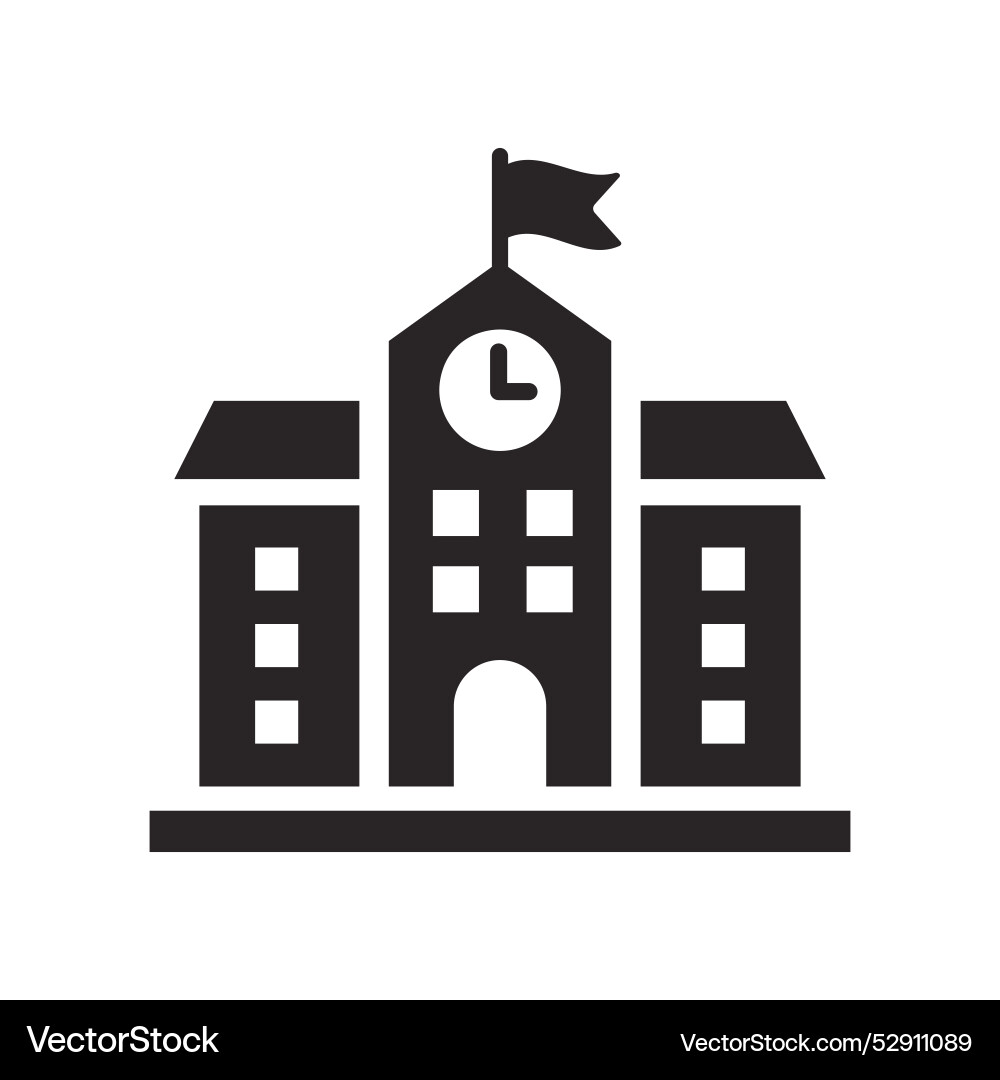 School icon in solid style School icon in solid style vector image