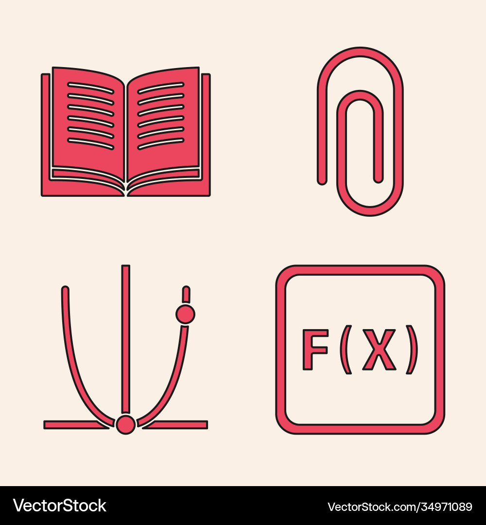 Set function mathematical symbol open book paper Vector Image