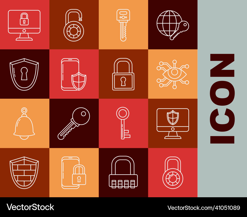Set line safe combination lock wheel computer Set line safe combination lock wheel computer vector image