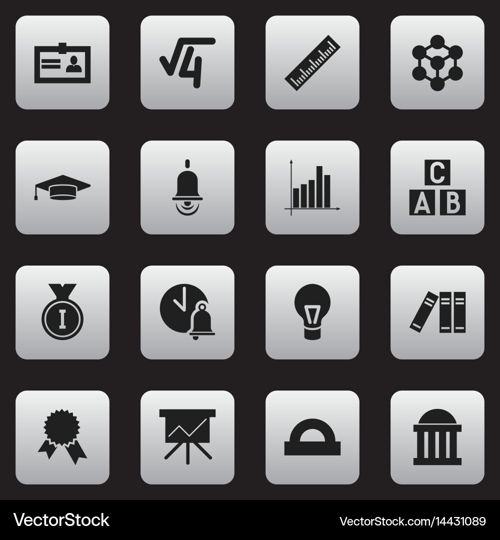 Set of 16 editable university icons includes vector image