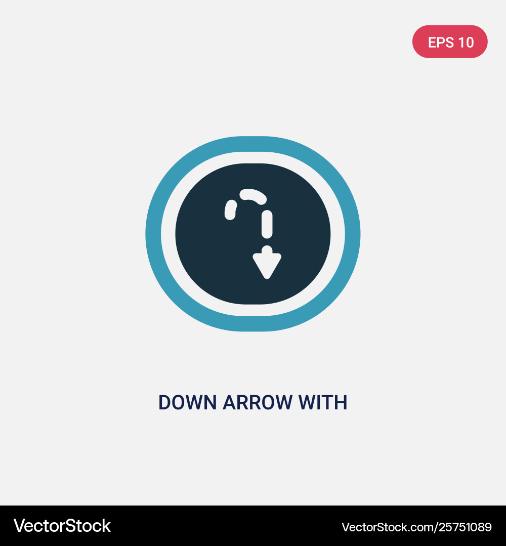 Two color down arrow with broken lines icon from Vector Image