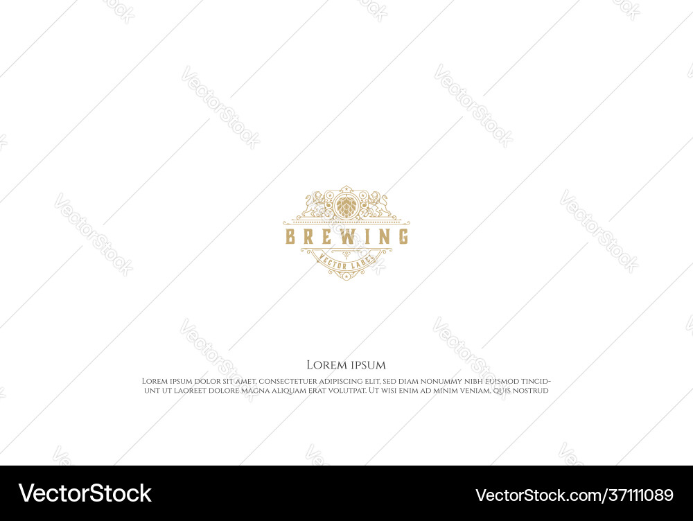 Vintage Luxus Hopfen Löwe Crest für Handwerk Bier Vintage Luxus Hopfen Löwe Crest für Handwerk Bier vektorbild