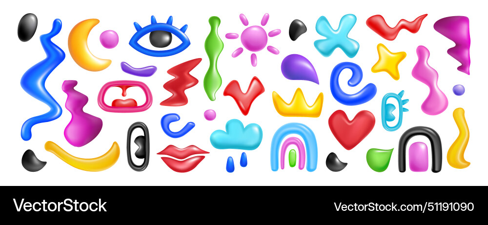 3d element set shape abstract background color vector image