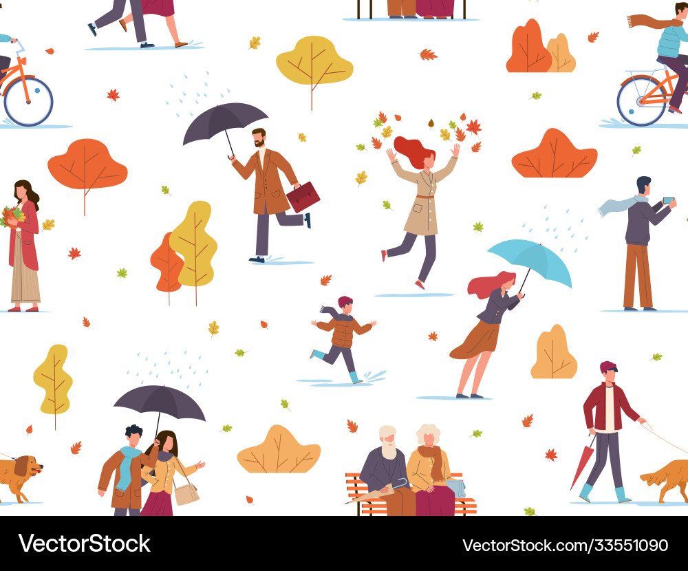 Autumn people seamless pattern guys and kid Autumn people seamless pattern guys and kid vector image