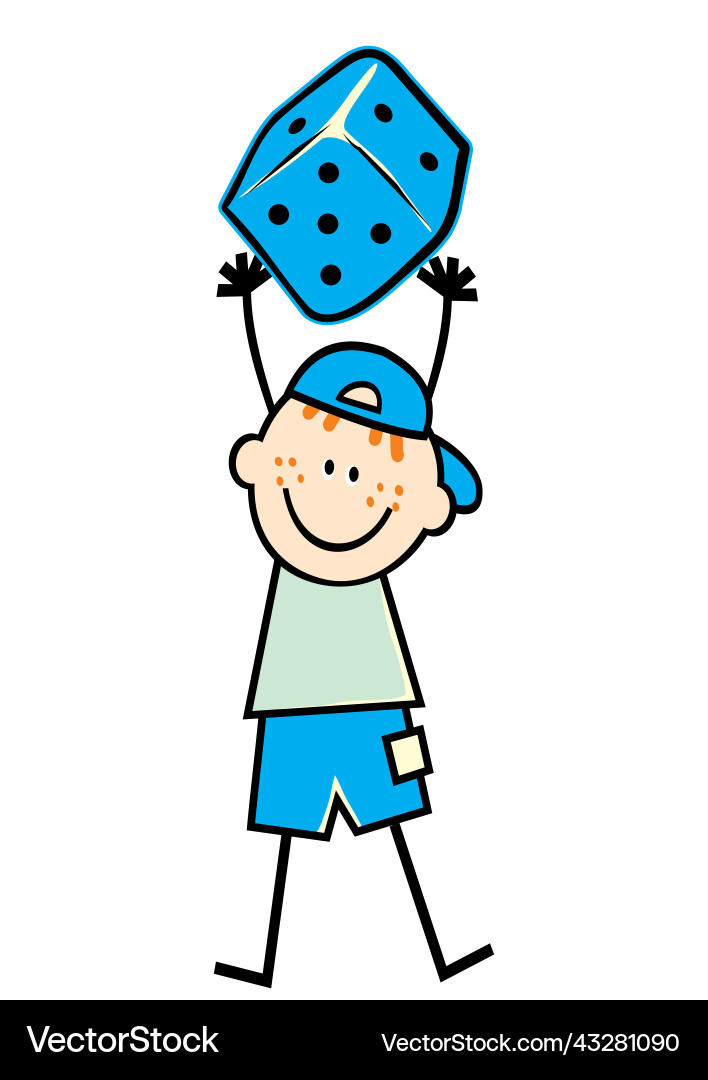 Boy and dice game Boy and dice game vector image
