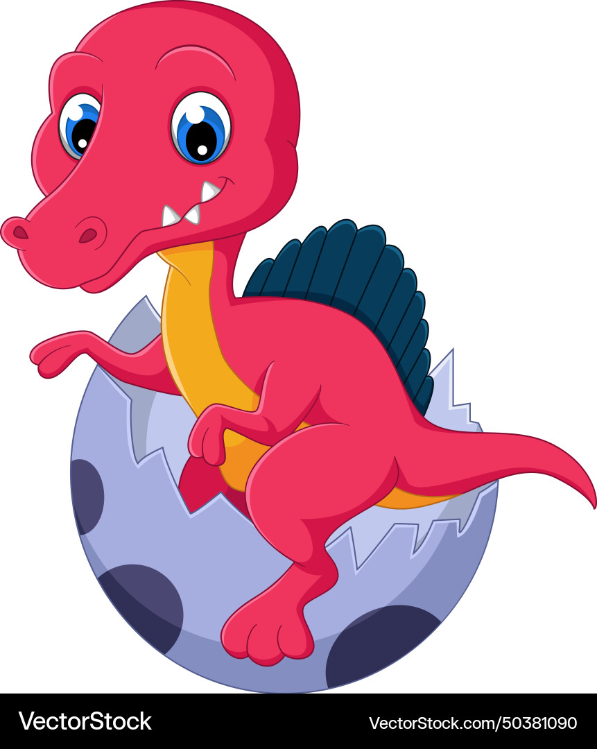 Cartoon Baby spinosaurus schraffiert aus Ei Cartoon Baby spinosaurus schraffiert aus Ei vektorbild