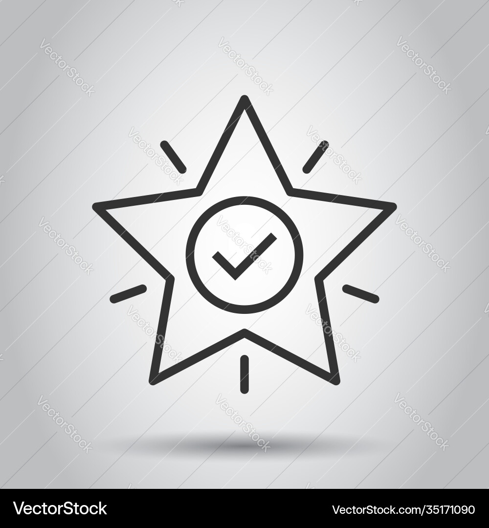 Check mark with star icon in flat style add Check mark with star icon in flat style add Vector Image