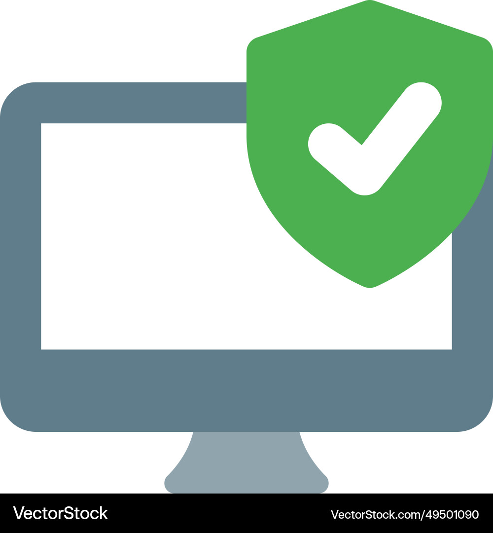 Desktop shield safeguards the computer system Vector Image