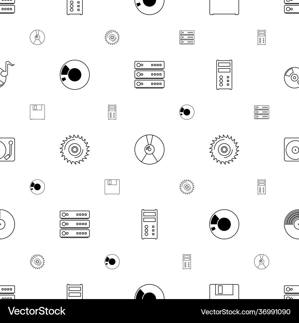Disk icons pattern seamless white background vector image