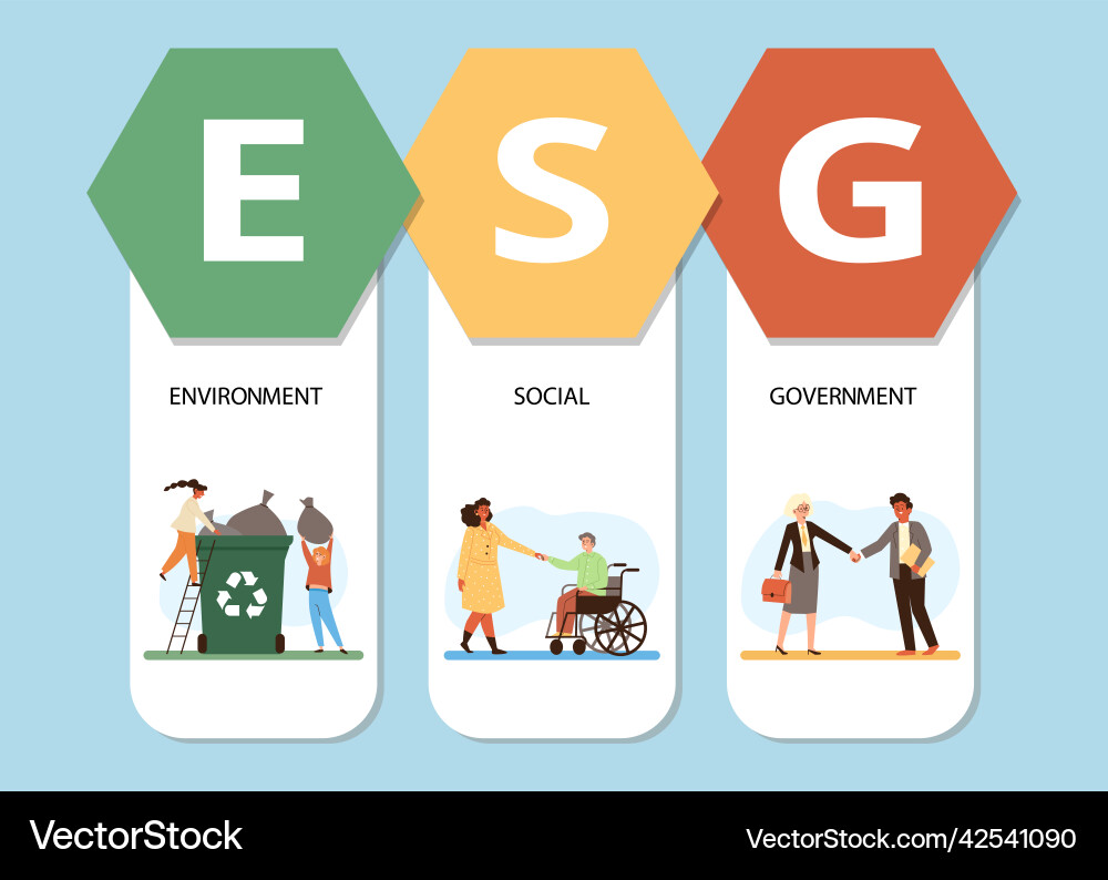 Esg infographic with people care about environment vector image