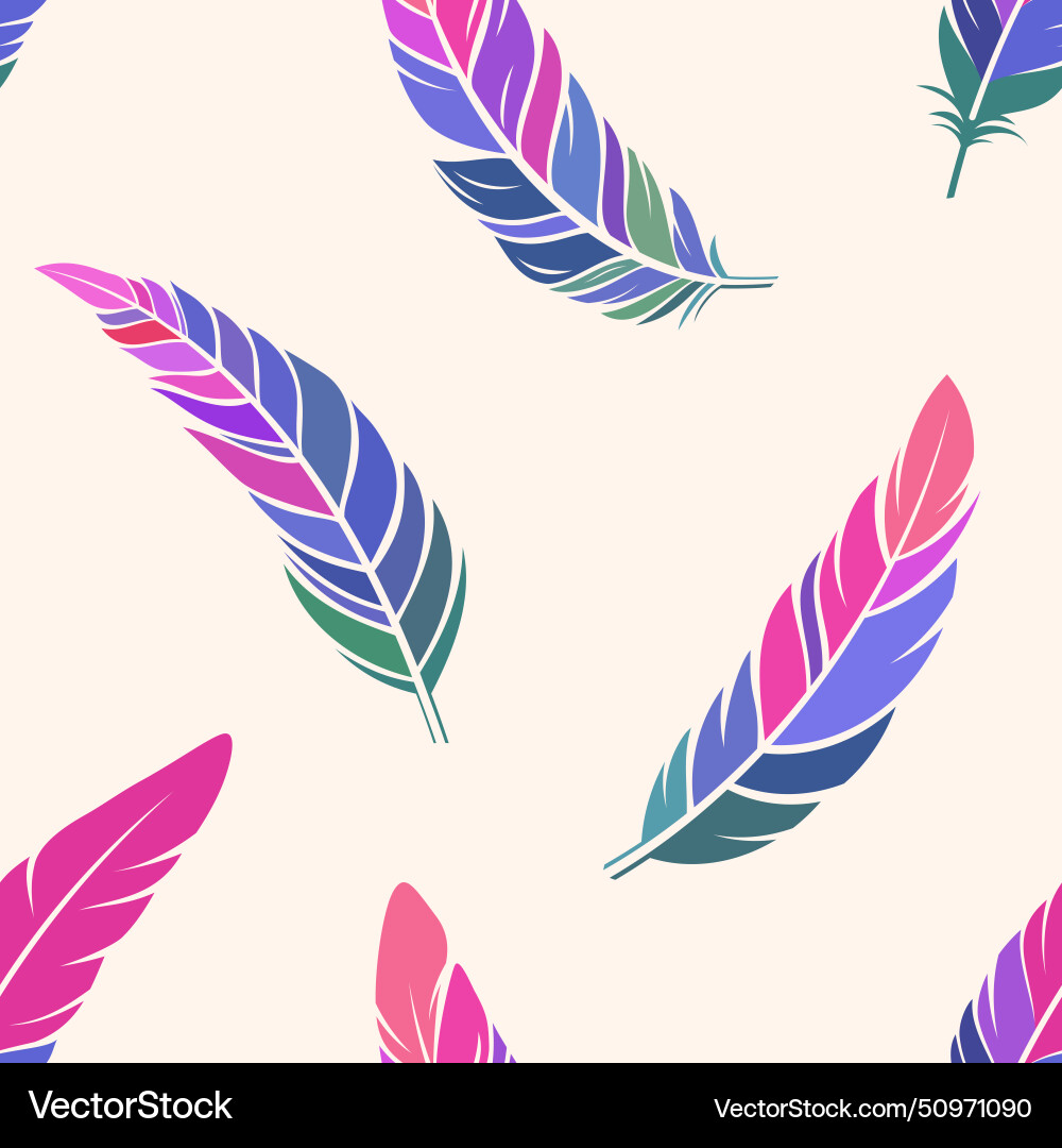 Feathers seamless color pattern colorful Feathers seamless color pattern colorful vector image