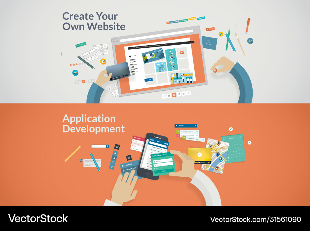 Flat design concepts for websites and apps develop vector image