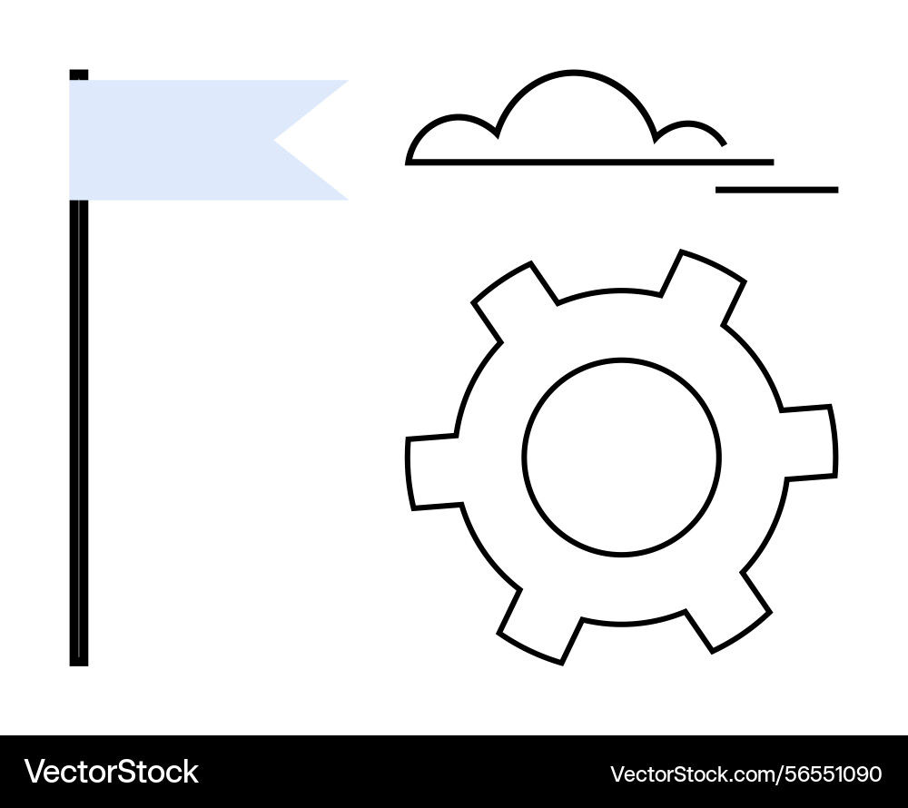 Gear flag and cloud representing progress Gear flag and cloud representing progress vector image