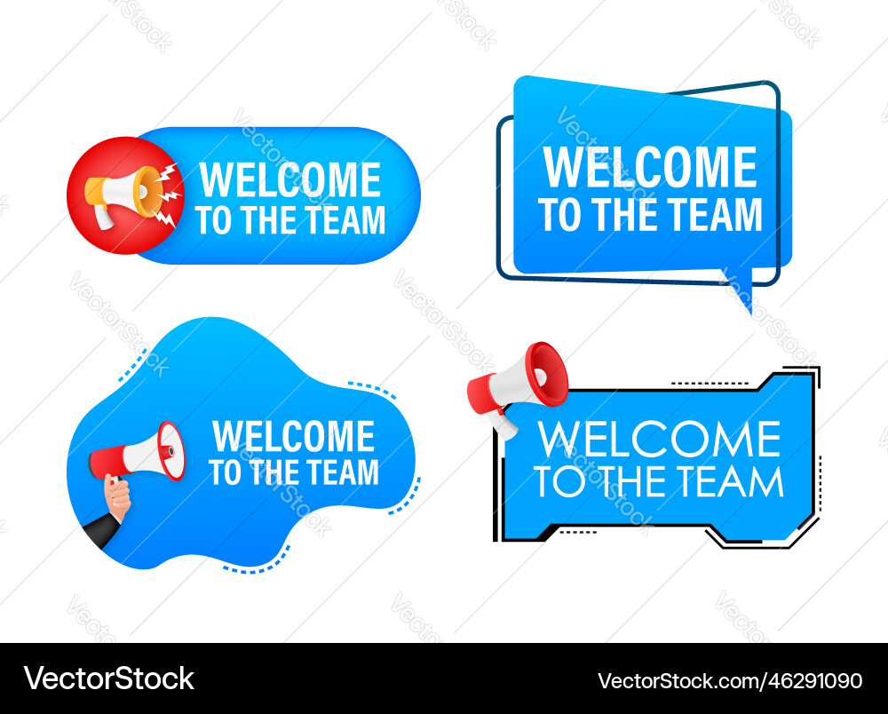 Megaphone label set with text we want your Megaphone label set with text we want your vector image