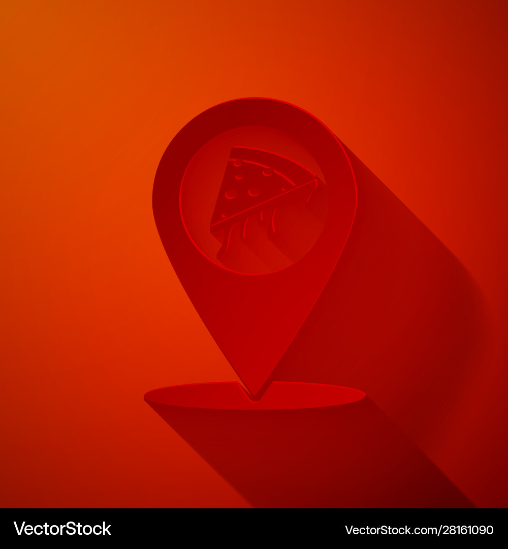 Paper cut map pointer with fast food slice pizza Vector Image
