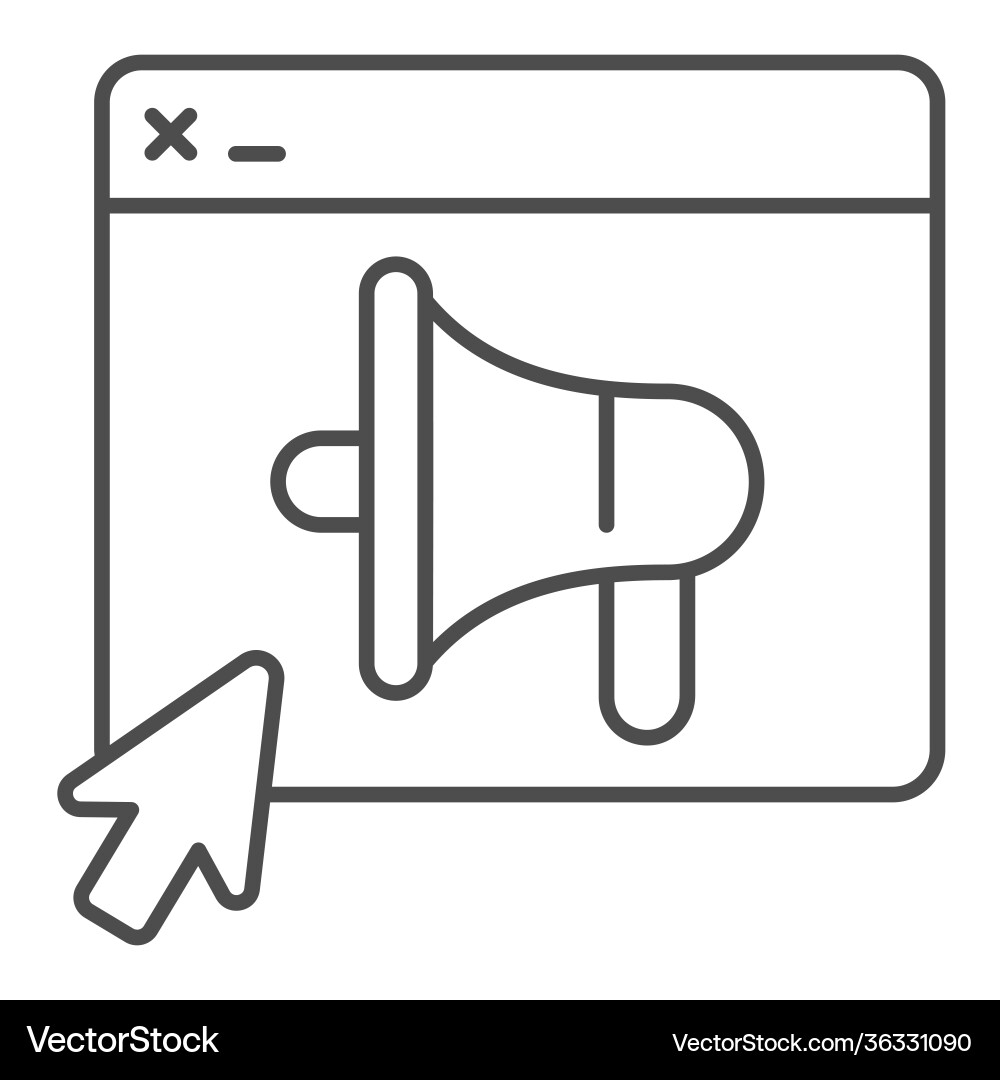 Program window and loudspeaker thin line icon web Program window and loudspeaker thin line icon web vector image