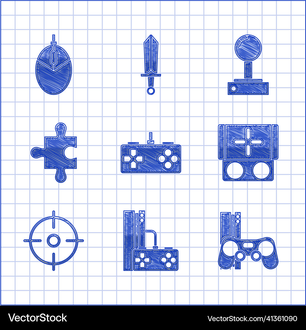 Set gamepad console with joystick portable video Vector Image