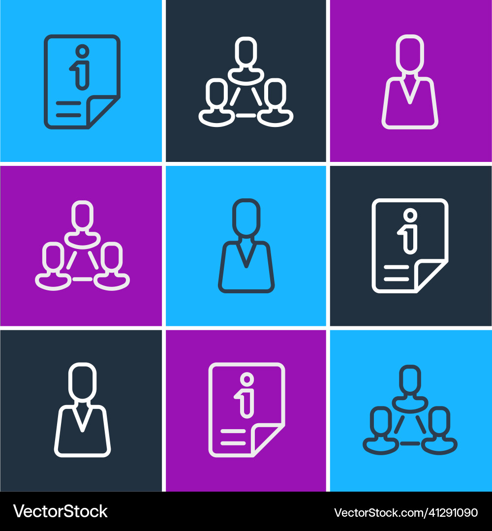 Set line information employee and hierarchy icon Set line information employee and hierarchy icon vector image