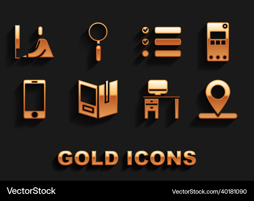 Set open book mobile phone location computer vector image