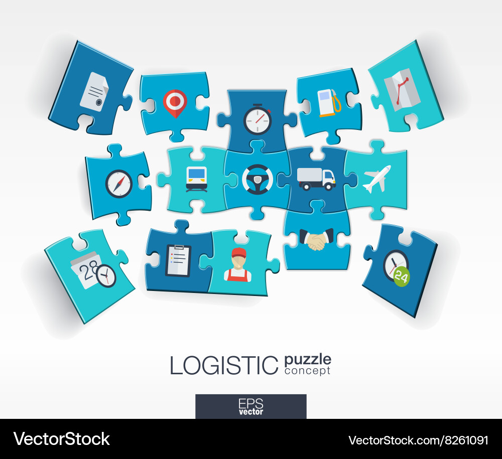 Abstract logistic background with connected color vector image