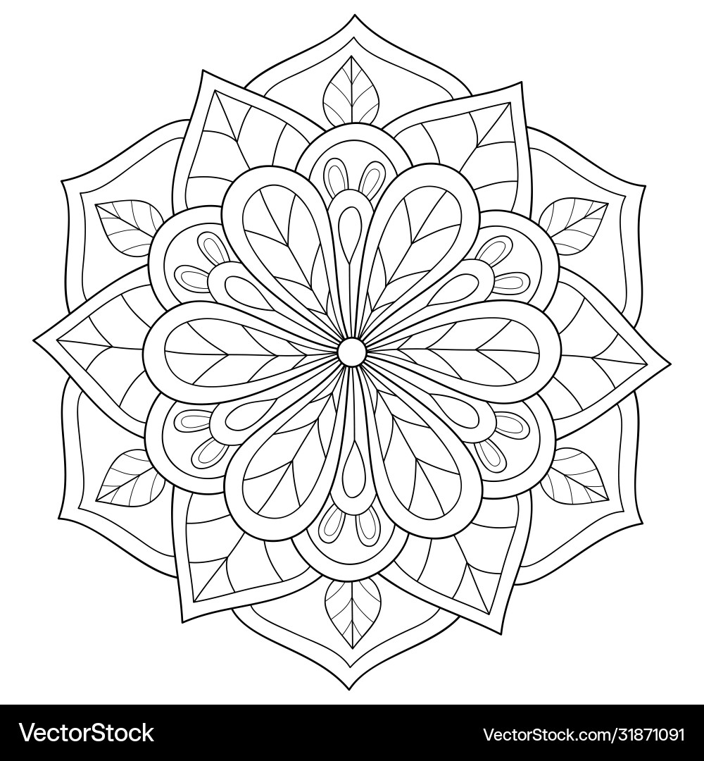 Adult coloring bookpage a zen mandala image Adult coloring bookpage a zen mandala image vector image