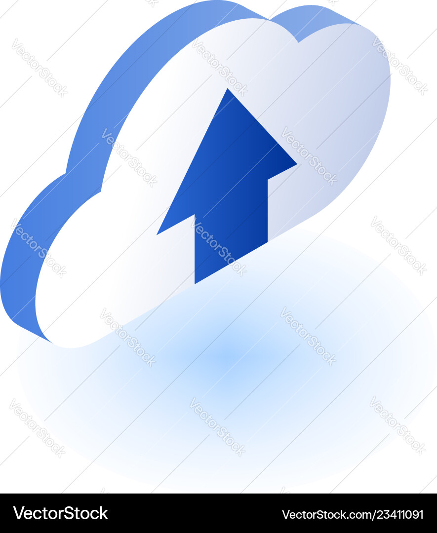 Cloud upload icon isometric style Cloud upload icon isometric style vector image