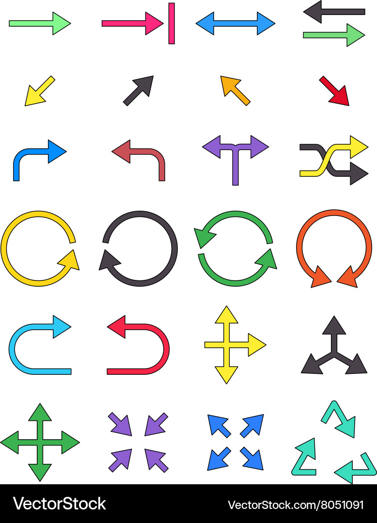 Color arrows icons set Vector Image