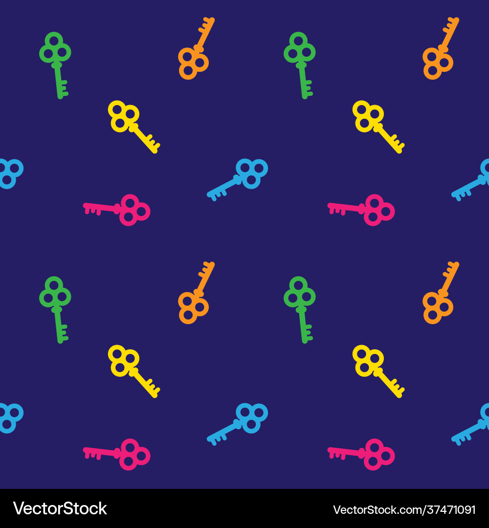 Colourful keys pattern on dark blue background Vector Image