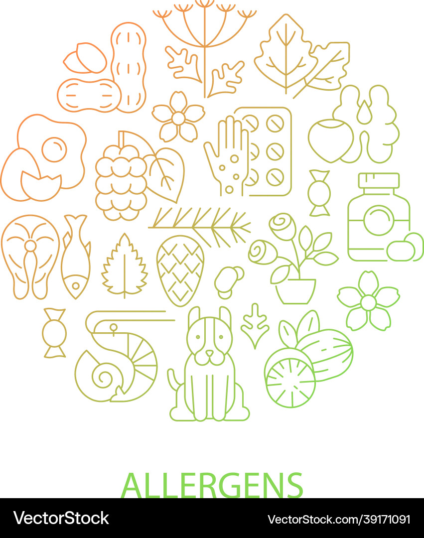 Common allergens abstract gradient linear concept Common allergens abstract gradient linear concept vector image