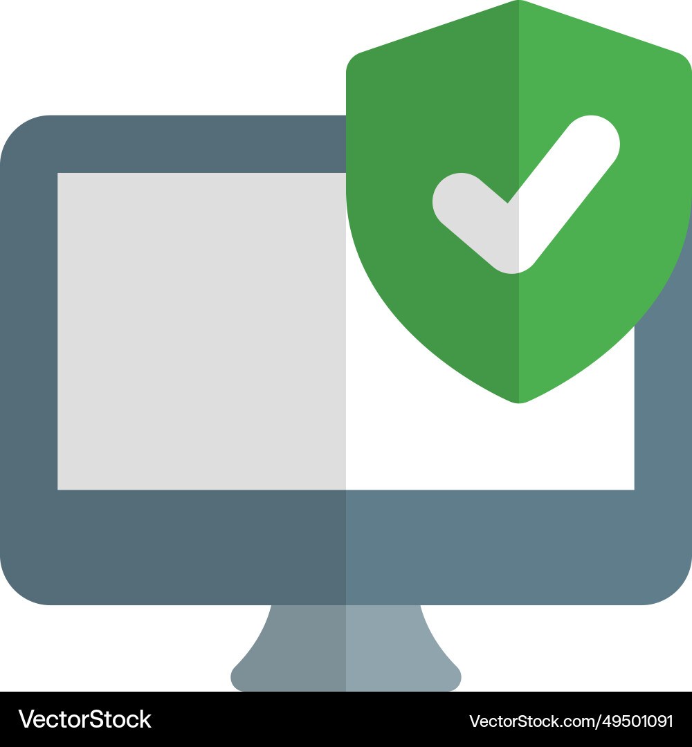 Desktop shield safeguards the computer system Vector Image