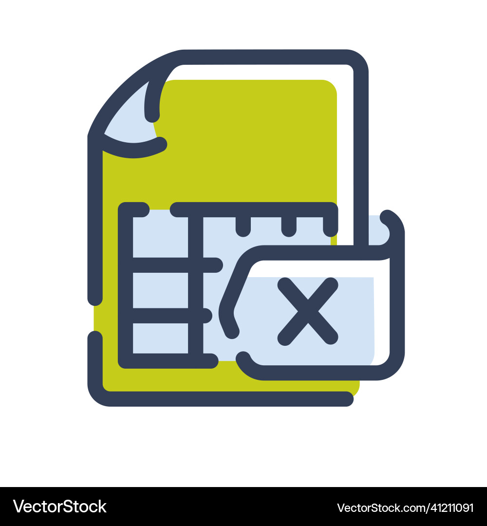 Excel document file paper page sheet single vector image