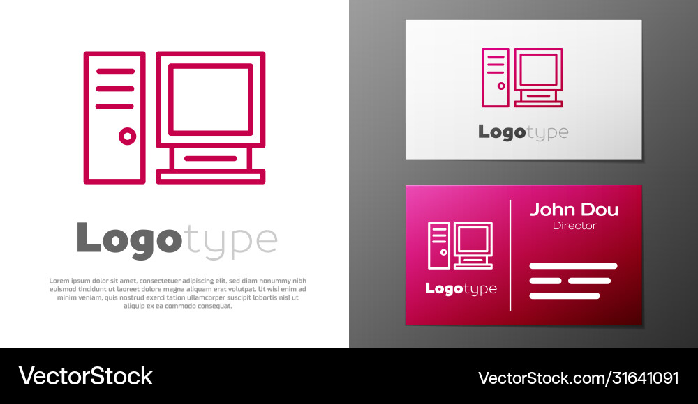 Logotype line computer monitor icon isolated Logotype line computer monitor icon isolated Vector Image